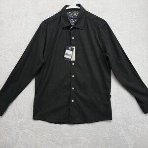 Stone Rose Men's Long Sleeve Button Front Shirt Classic Black Size S Formal Prom